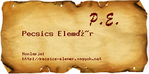Pecsics Elemér névjegykártya